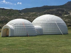 White Inflatable Dome Tent with Two Dome Connection Together & Fun Derby Horse Race