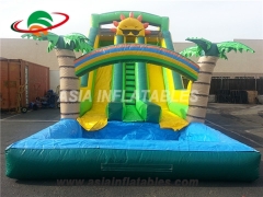 Commercial Dual lane palm tree inflatable water slide